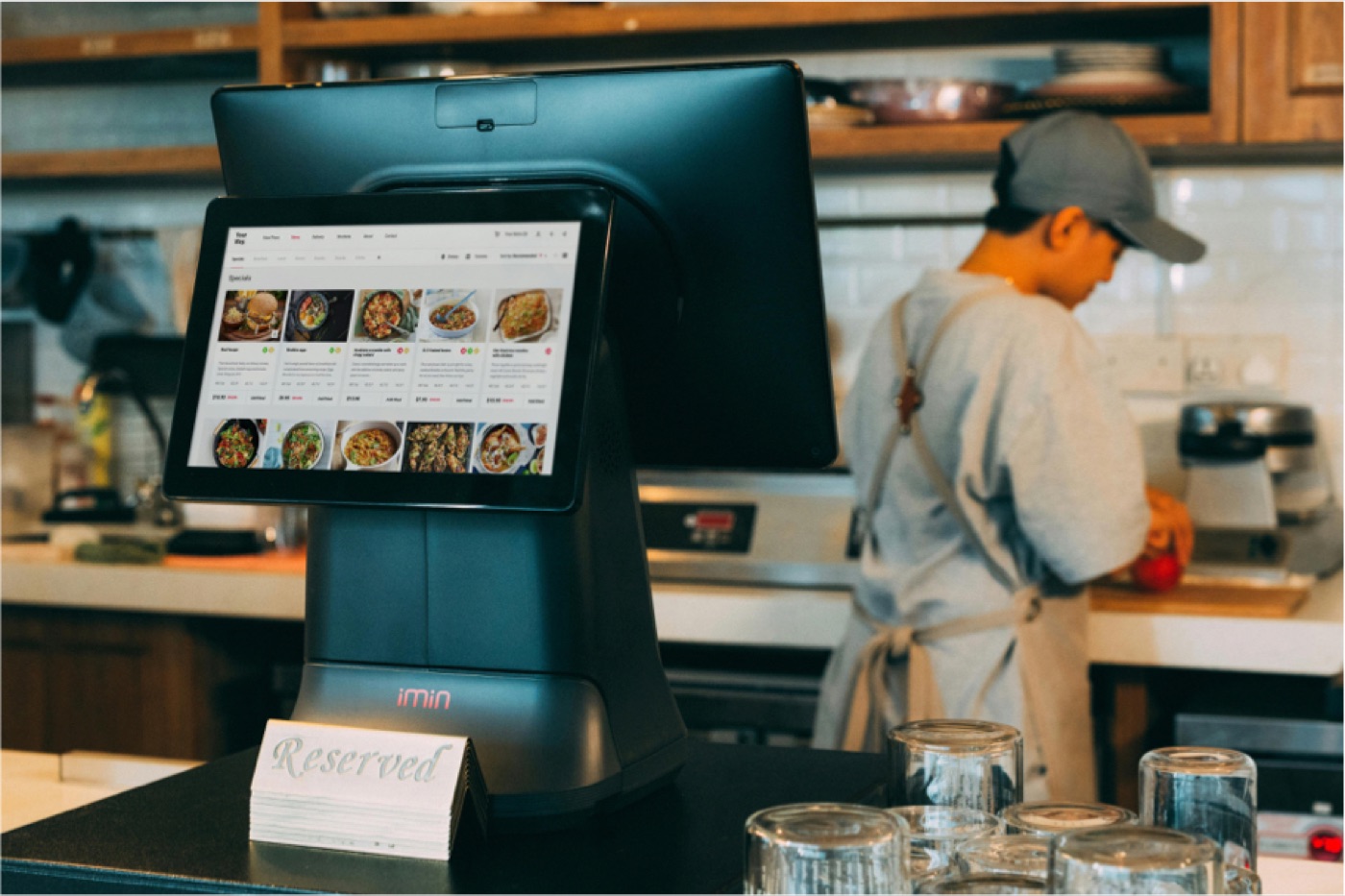 A modern tablet-based EPOS system in a restaurant
